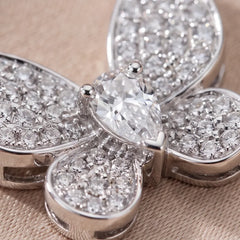 0.35 CT Round & Pear Diamond Butterfly Chain Necklace