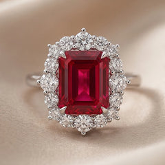 4.61 CT Emerald-cut Ruby Ring