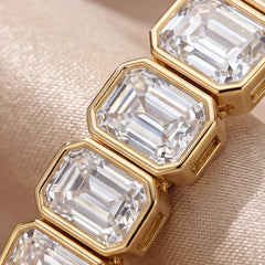 7.35 CT Emerald Cut Diamond Bezel Tennis Bracelet