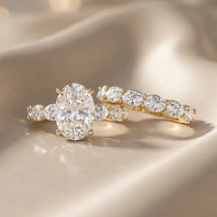 5.16 CT Oval Diamond Cluster Bridal Set Ring