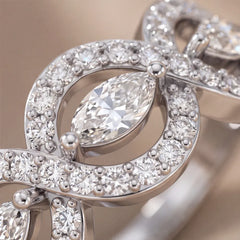 0.69 CT Round & Marquise Diamond Infinity Halo Ring