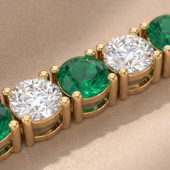6.04 CT Round Diamond & Emerald Tennis Bracelet