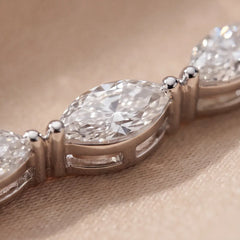 0.63 CT Marquise Diamond Curved Bar Chain Necklace