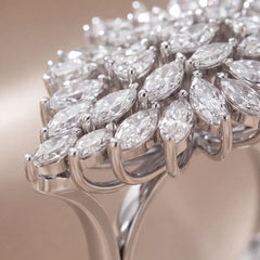 15.30 CT Pear & Marquise Diamond Cluster Cocktail Ring