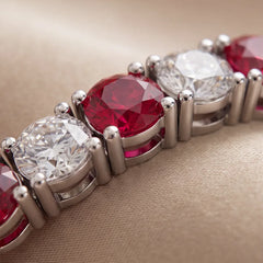 6.76 CT Round Diamond & Ruby Tennis Bracelet