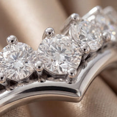 1.40 CT Round Diamond Chevron Crown Ring