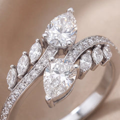 2.00 CT Pear, Marquise & Round Diamond Bypass Ring