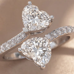 2.09 CT Heart Diamond Bypass Two Stone Ring