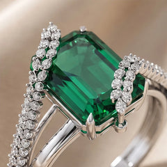 5.33 CT Emerald-cut Green Emerald Bypass Ring