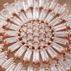 3.63 CT Round & Baguette Diamond Sunburst Cocktail Ring
