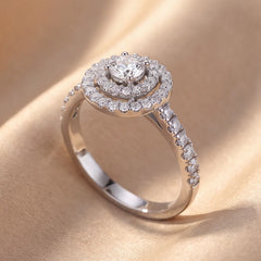 0.49 CT Round Double Halo Ring