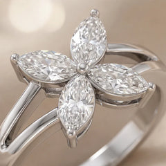 0.80 CT Marquise Diamond Flower Ring