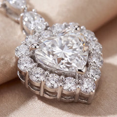 2.95 CT Heart Halo Multi Shape Diamond Chain Necklace