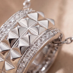 0.36 CT Round Diamond Studded Barrel Pendant with Chain
