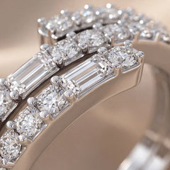 0.90 CT Round & Baguette Diamond Bypass Ring