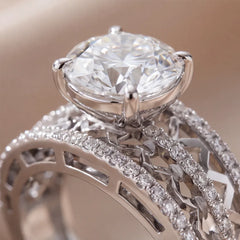 2.42 CT Round Diamond Wide Band Solitaire Ring