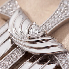 1.67 Heart Diamond Draped Cross Chain Necklace