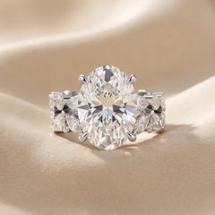 3 CT Oval Cut Multi Shape Cluster Twin Ring