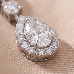4.17 CT Multi Shape Diamond Halo Drop Chain Necklace