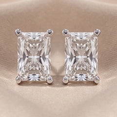 2 CT Radiant Diamond Stud Earrings