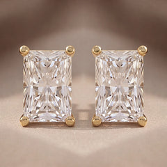 1 CT Radiant Diamond Stud Earrings