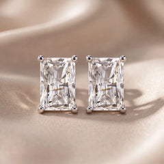 1 CT Radiant Diamond Stud Earrings