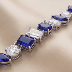 6.93 CT Multi Shape Diamond & Sapphire Tennis Bracelet
