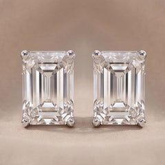 3 CT Emerald Diamond Stud Earrings