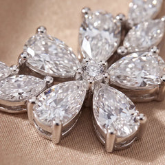 1.03 CT Multi Shape Diamond Floral Station Necklace
