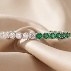 3.92 CT Round Diamond & Emerald Tennis Bracelet