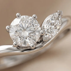 0.45 CT Round & Marquise Diamond Bypass Ring