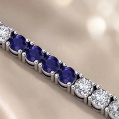 5.94 CT Round Diamond & Sapphire Tennis Bracelet