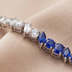 6.93 CT Multi Shape Diamond & Sapphire Tennis Bracelet