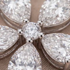 1.66 CT Round & Pear Diamond Flower Chain Necklace