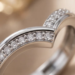 0.23 CT Round Diamond Chevron Band Ring