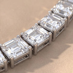 19.60 CT Emerald Cut Diamond Tennis Necklace