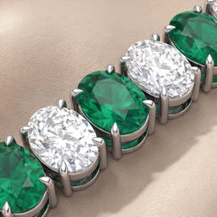 23.10 CT Oval Diamond & Emerald Tennis Bracelet