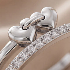 0.16 CT Round Diamond Double Heart Bypass Ring