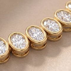 12.30 CT Oval Cut Diamond Bezel Tennis Necklace