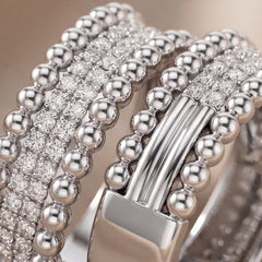 0.34 CT Round Diamond Beaded Edge Band Ring
