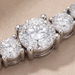 11.66 CT Round Cut Diamond Train Stop Tennis Necklace