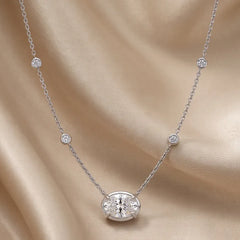 2.21 CT Oval Diamond Station Chain Necklace