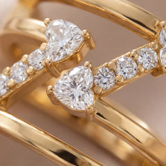 0.51 CT Round & Heart Diamond Zigzag Open Band Ring