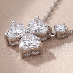 3.11 CT Heart Cut Diamond Trio Clover Pendant