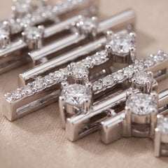0.37 CT Round Diamond Geometric Bar Cascade Pendant
