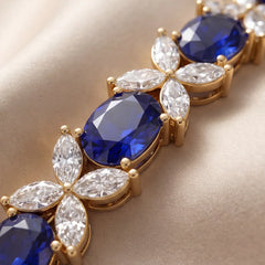 18.50 CT Marquise Diamond & Oval Sapphire Tennis Bracelet
