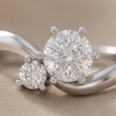 0.70 CT Round Diamond Bypass Two Stone Ring