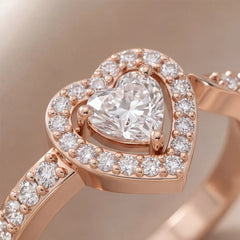 0.83 CT Heart Diamond Halo Bypass Twin Ring