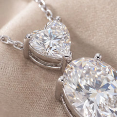 1.20 CT Oval & Heart Diamond Drop Chain Necklace