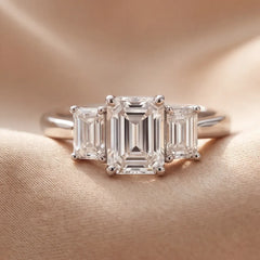 1.20 CT Emerald Three Stone Ring